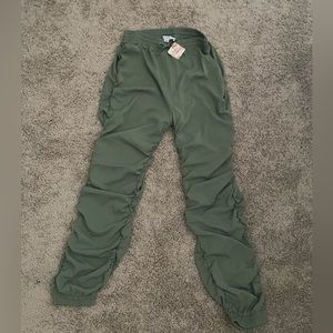 Drawstring Green Ruched Pants